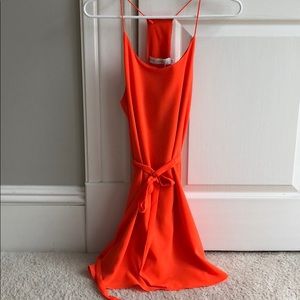 Bright orangey red Racerback Slip dress